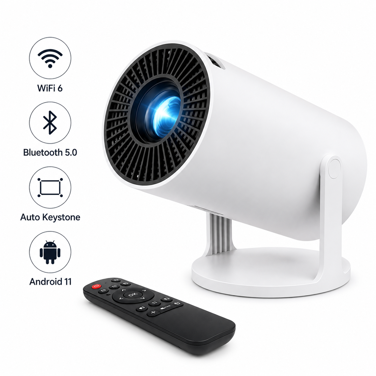 Projenta – Proyector Portátil 1080P, Compatible 4K – WiFi 6 + Bluetooth