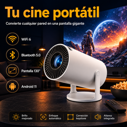Projenta – Proyector Portátil 1080P, Compatible 4K – WiFi 6 + Bluetooth