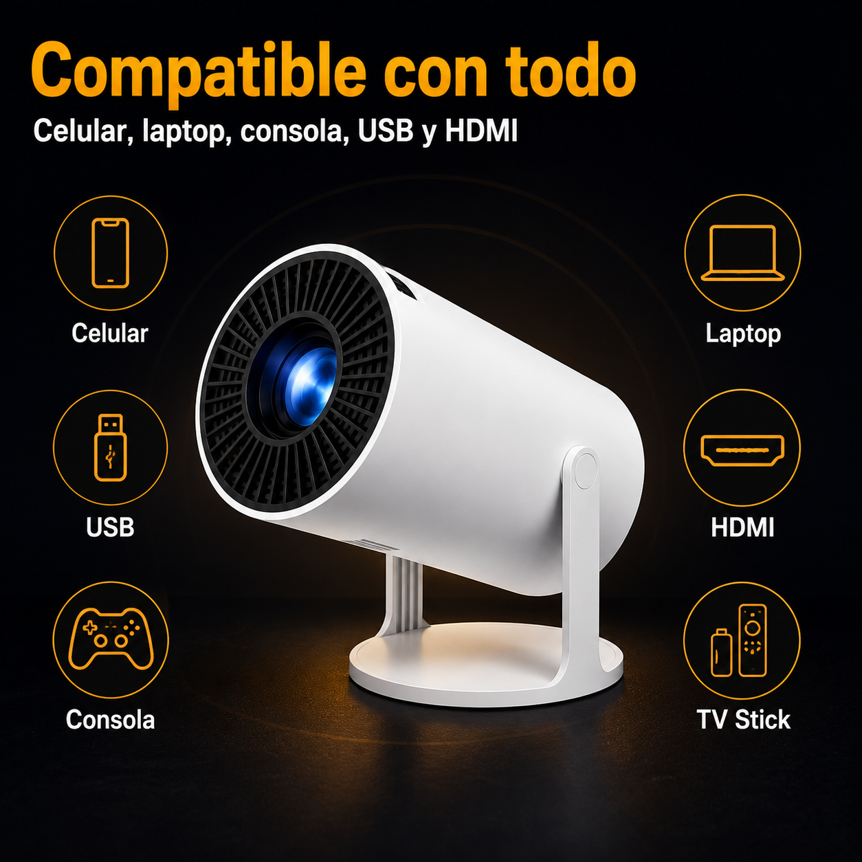 Projenta – Proyector Portátil 1080P, Compatible 4K – WiFi 6 + Bluetooth